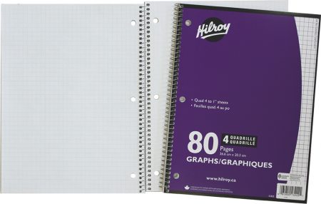 Cahier quadrillé reliure spirale 80p