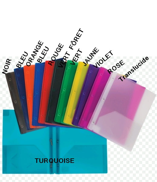 Duo-Tang en plastique translucide